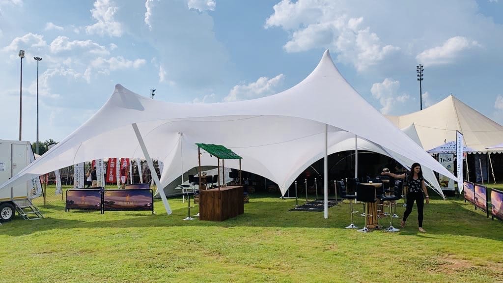 Stretch tent party setup