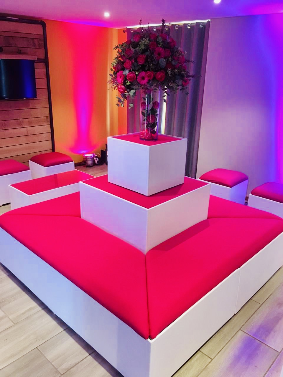 White furniture event setup